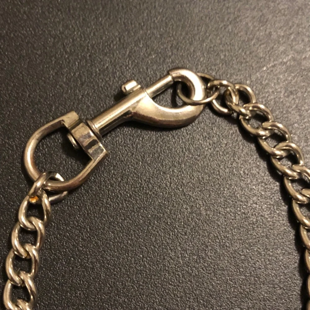 Colorful Skull Ring and Thick Silver Tone Chain Necklace - Punk Vintage 90s
